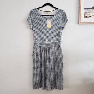 Boden Jersey Dress - Heron blue in Sketchy Geo print
